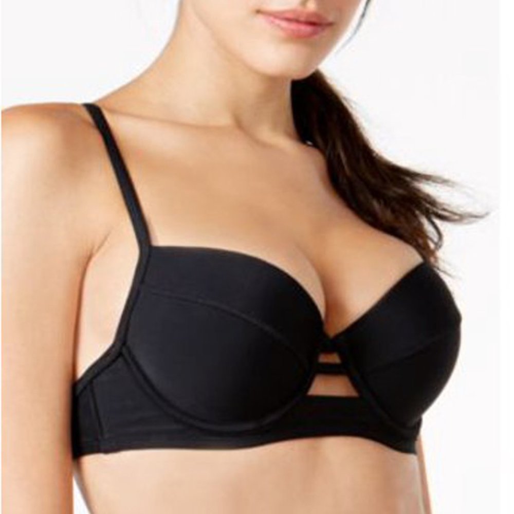 Hula Honey Black Padded Push up bra bikini Small